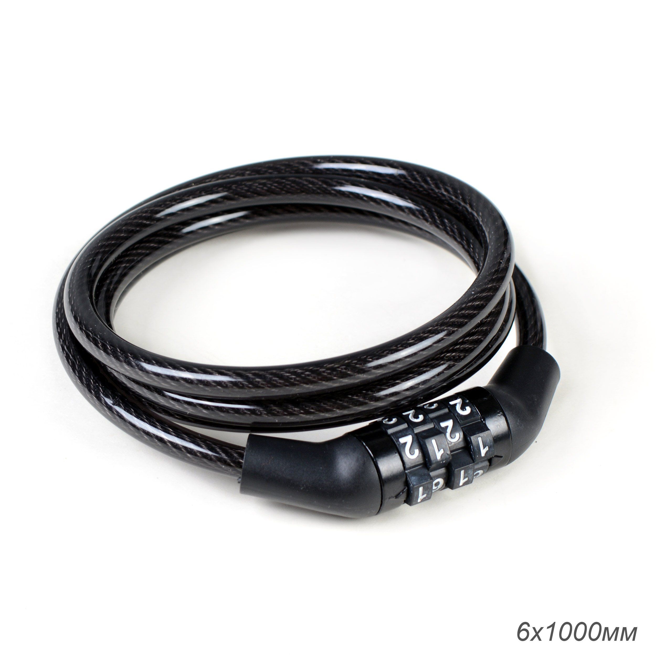 Замок тросовый кодовый R-LOCK 01BL, 4 разряда, 6х1000мм, заводской код.