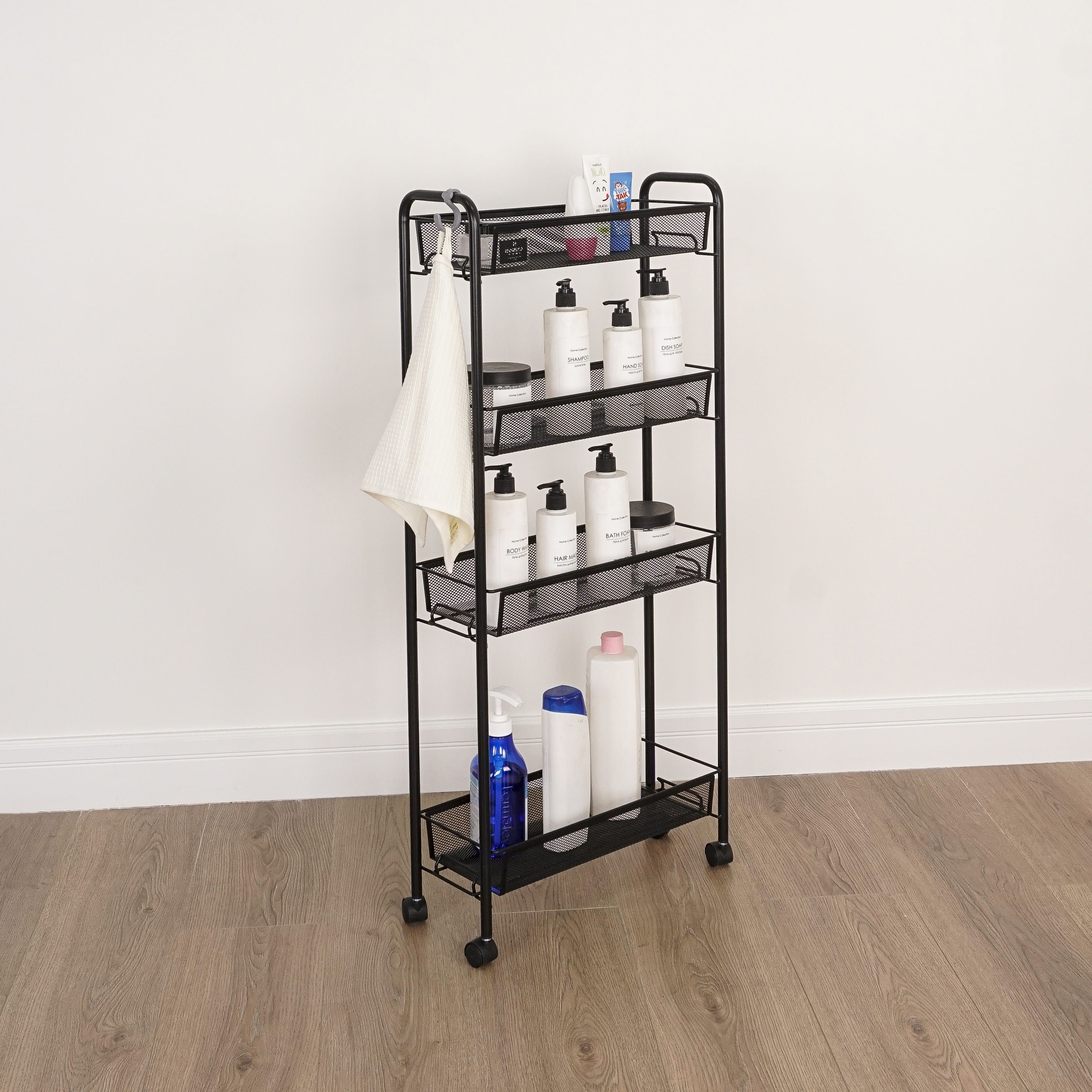 Этажерка ЗМИ Ладья 14К для кухни на колесиках металлическая узкая ...