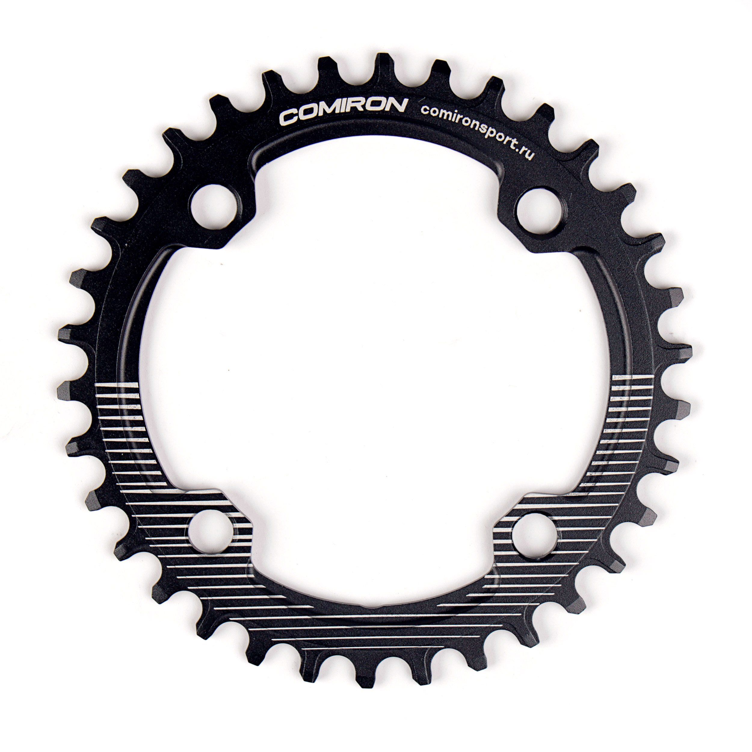 Звезда передняя COMIRON X-TWO 34T NAROW WIDE, BCD104, фрезерованная, AL6061-T6, Fullblack
