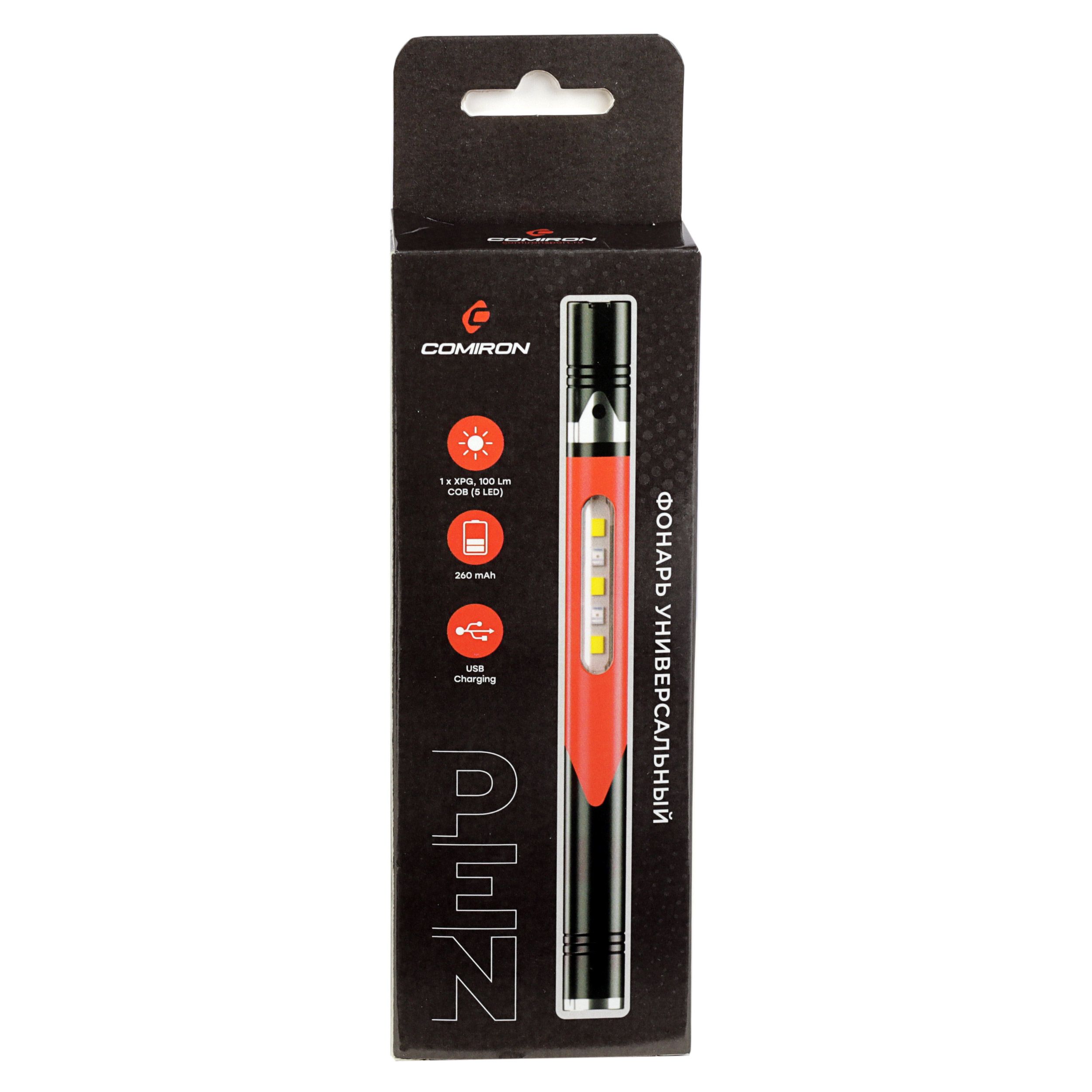Фонарь универсальный COMIRON PEN RED; аккум: 260 mAh, USB Фонарь универсальный COMIRON PEN RED; аккум: 260 mAh, USB