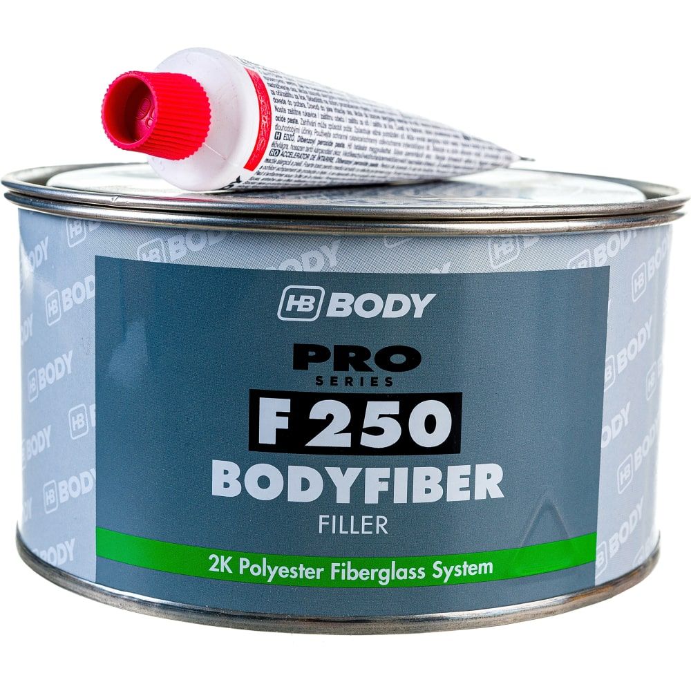 Шпатлевка со стекловолокном "BODY FIBER" (0,75кг) зеленая + отвердитель