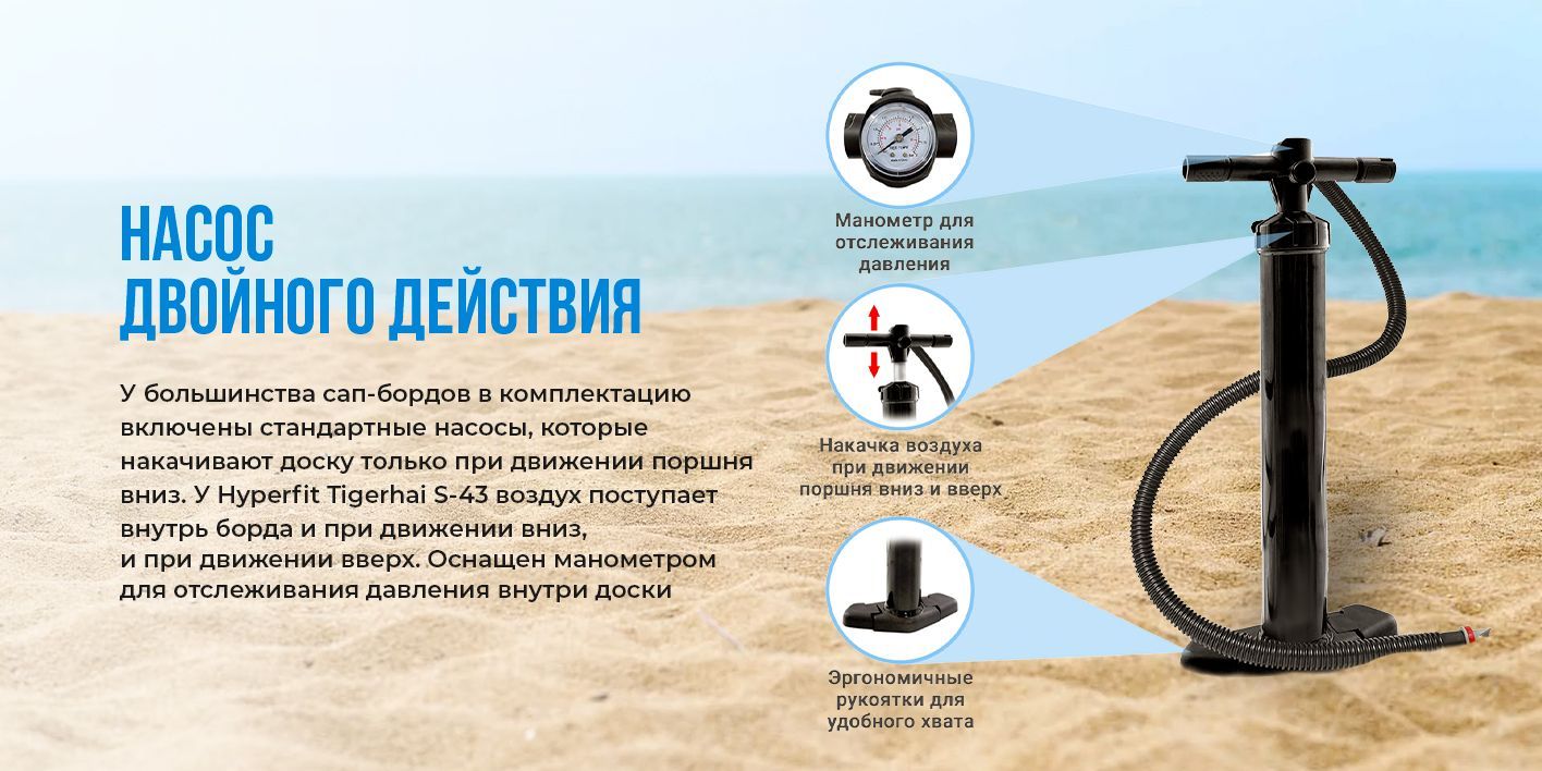 Сапборд /Надувная доска для sup-бординга двухслойная с веслом Hyperfit ...