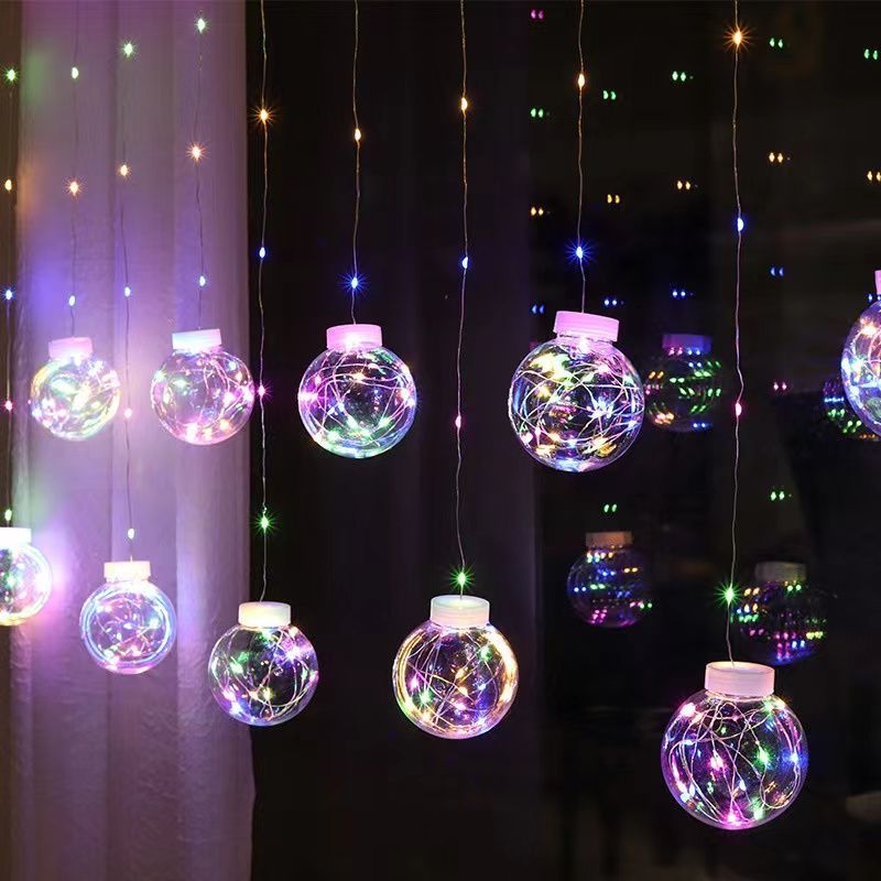 Новогодняя гирлянда штора шары от сети 10 штук 3 метра 8 режимов ...
