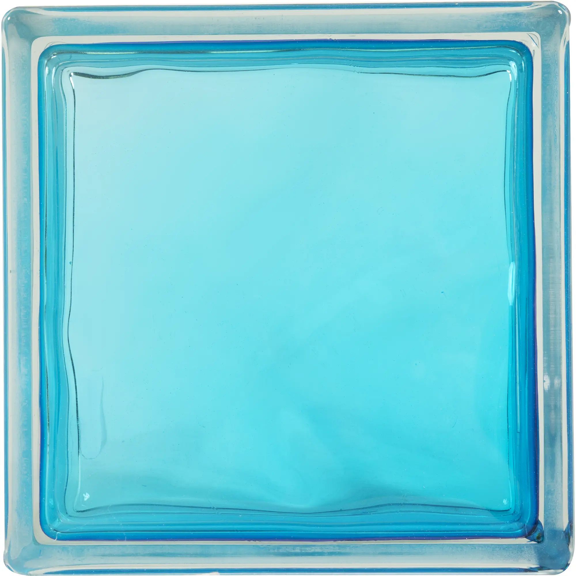 Стеклоблок Богема Волна ярко-бирюзовый, размеры 19x19x8 см, цветной ...