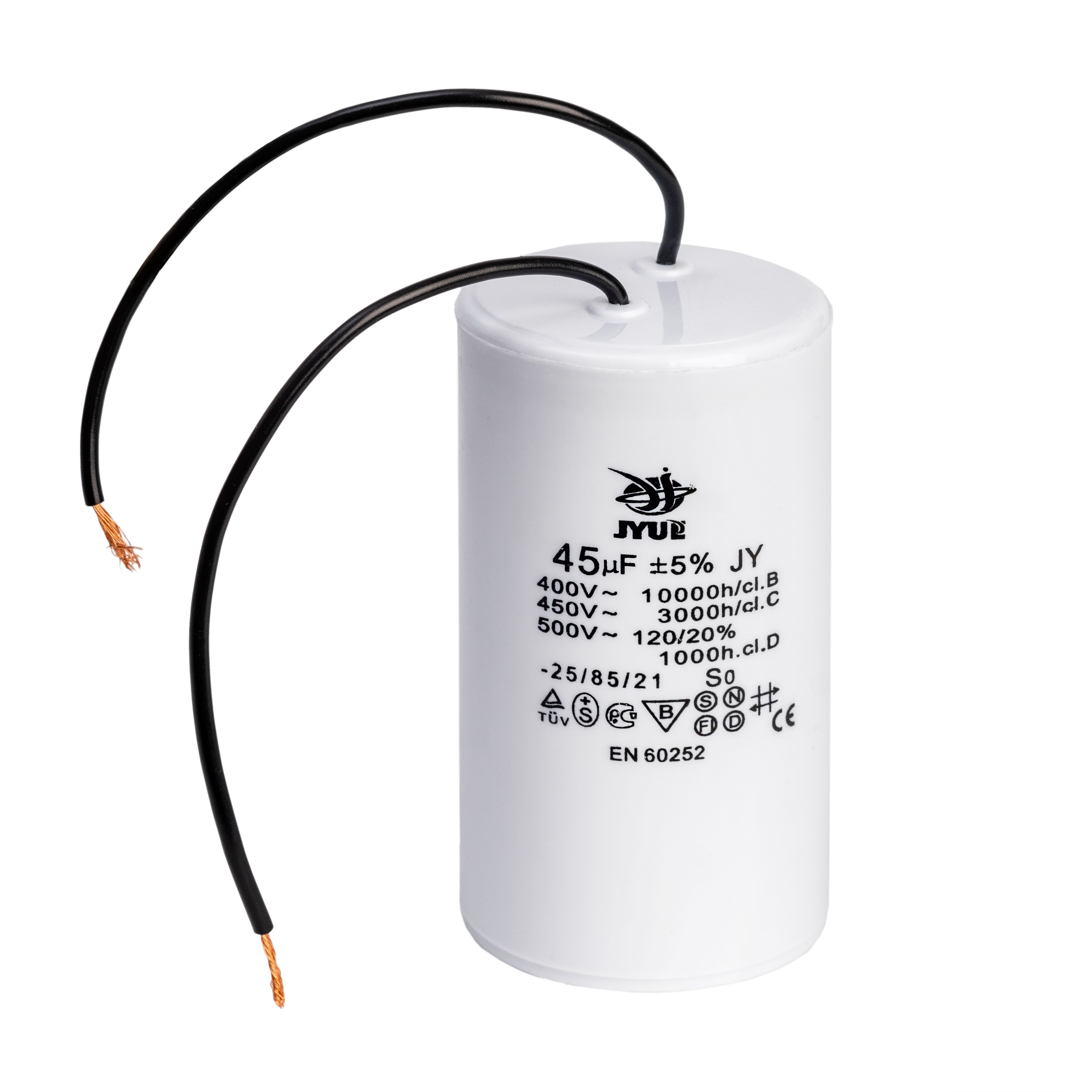 Конденсатор CBB-60 45 mkf 450 VAC (5%) гибкие выводы JYUL (50*92 mm ...