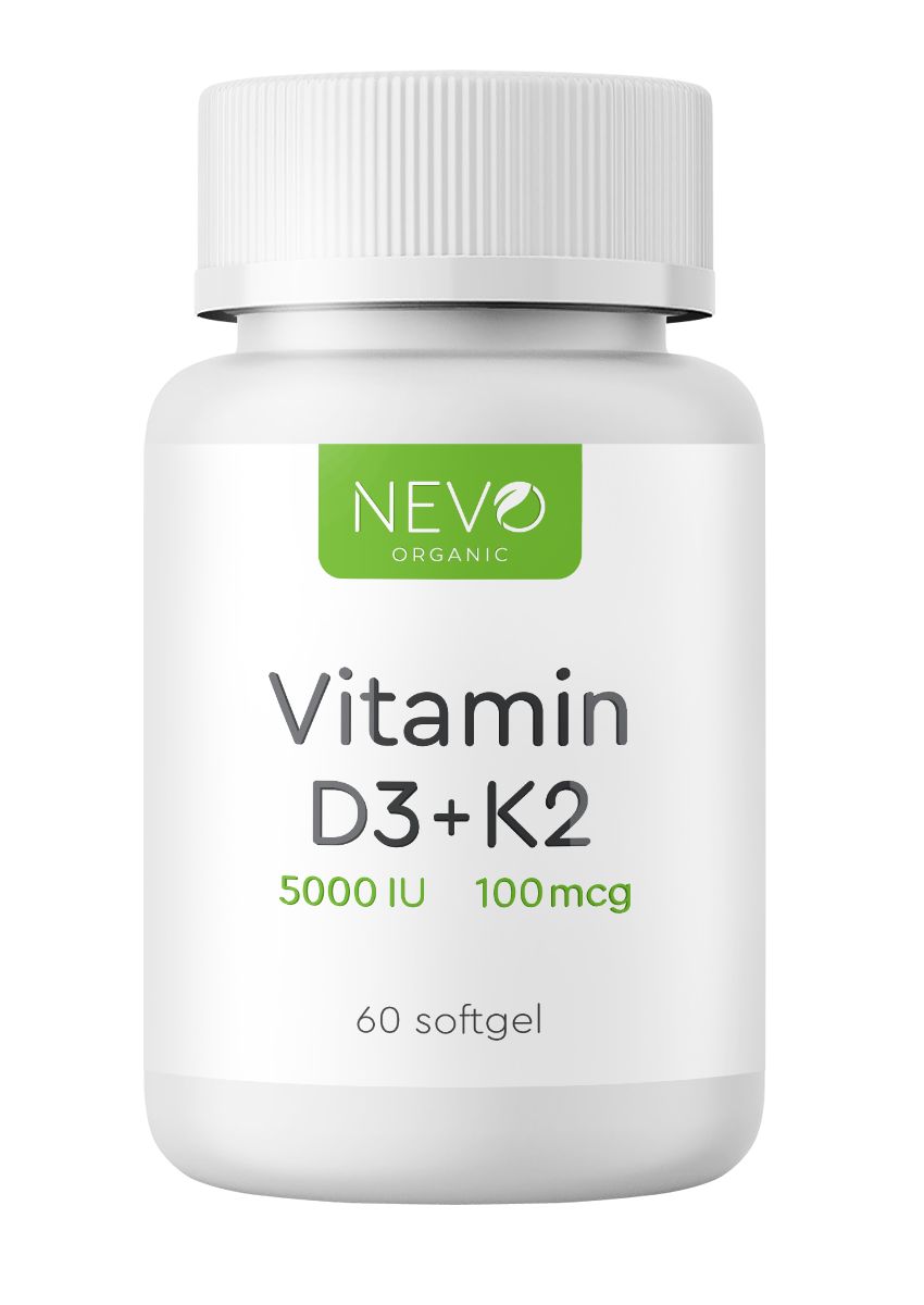 Витамин D3 5000 ME (125 мкг) + K2 100 мкг / Д3 + К2 (MK7) NEVO - 60 ...