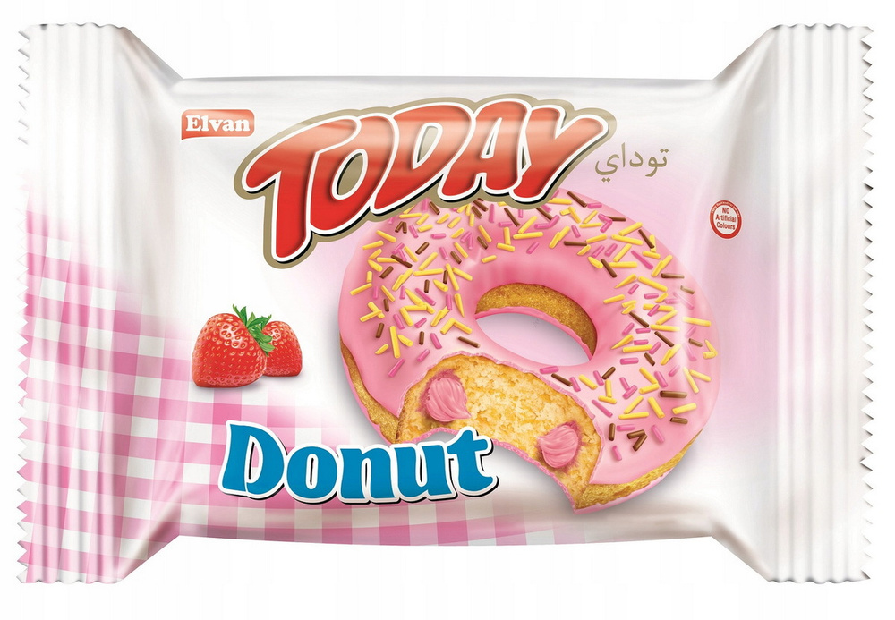Пончик (Donut) Today. Elvan, 40 гр. Клубника (коробка 24 шт.* 40 гр.) #1