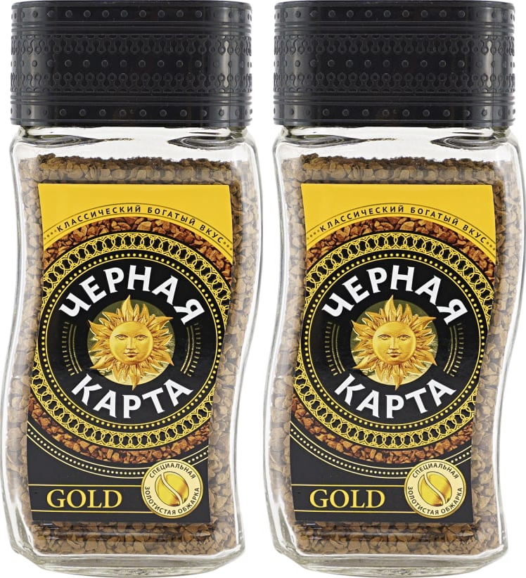 Кофе Черная Карта Gold растворимый сублимированный, 190 г, комплект: 2 ...