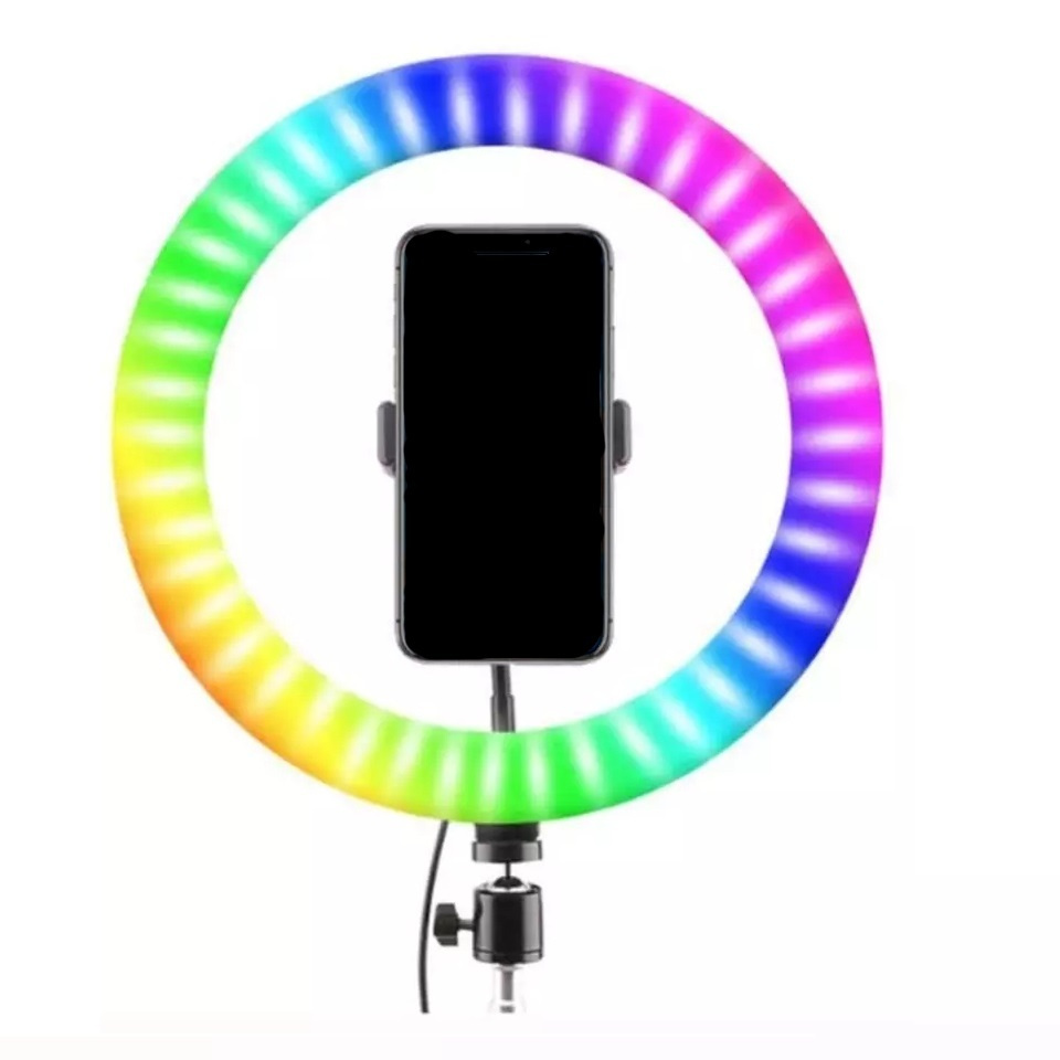 Кольцевая LED лампа RGB LCD цветная 26 см для фото, видео, селфи с ...
