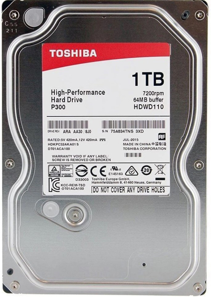 1 ТБ Внутренний жесткий диск Toshiba P300 1 ТБ (HDWD110UZSVA ...