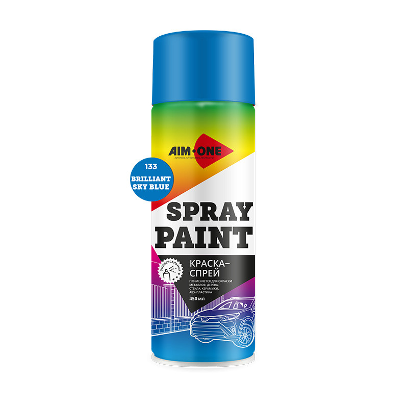 Краска-спрей бриллиантово-голубая Spray paint sky blue AIM-ONE 450 мл (аэрозоль) SP-BSB133 #1