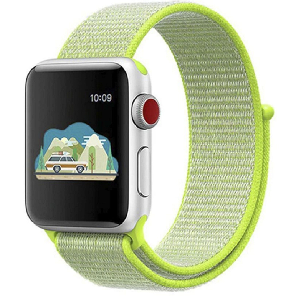 Нейлоновый тканевый ремешок для Apple Watch Series 1-8 - 38/40/41 мм (эпл вотч), салатовый  #1