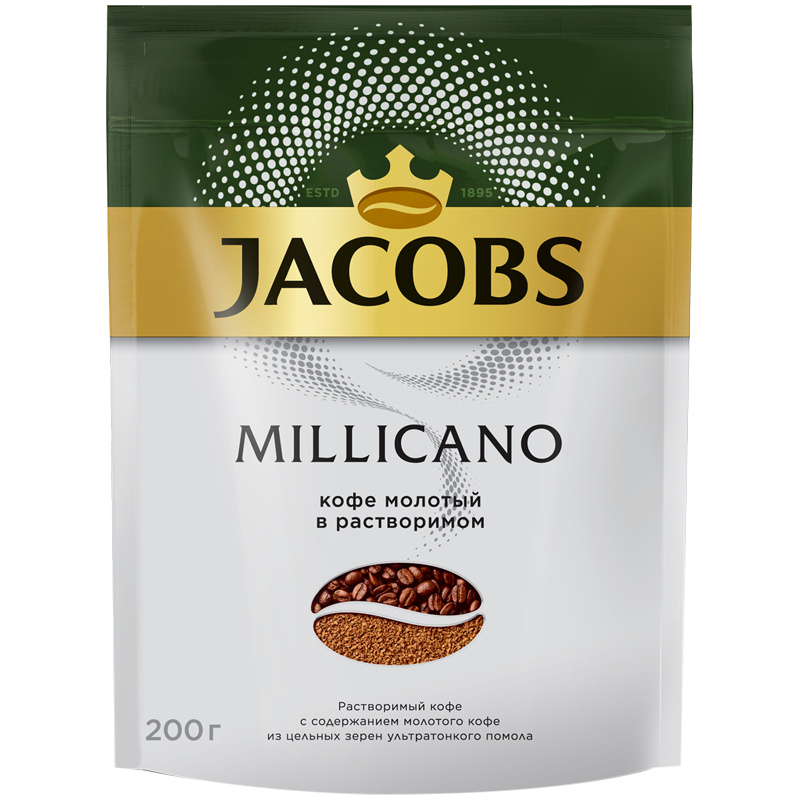 Кофе растворимый Jacobs Monarch Millicano, сублимированный, с молотым ...