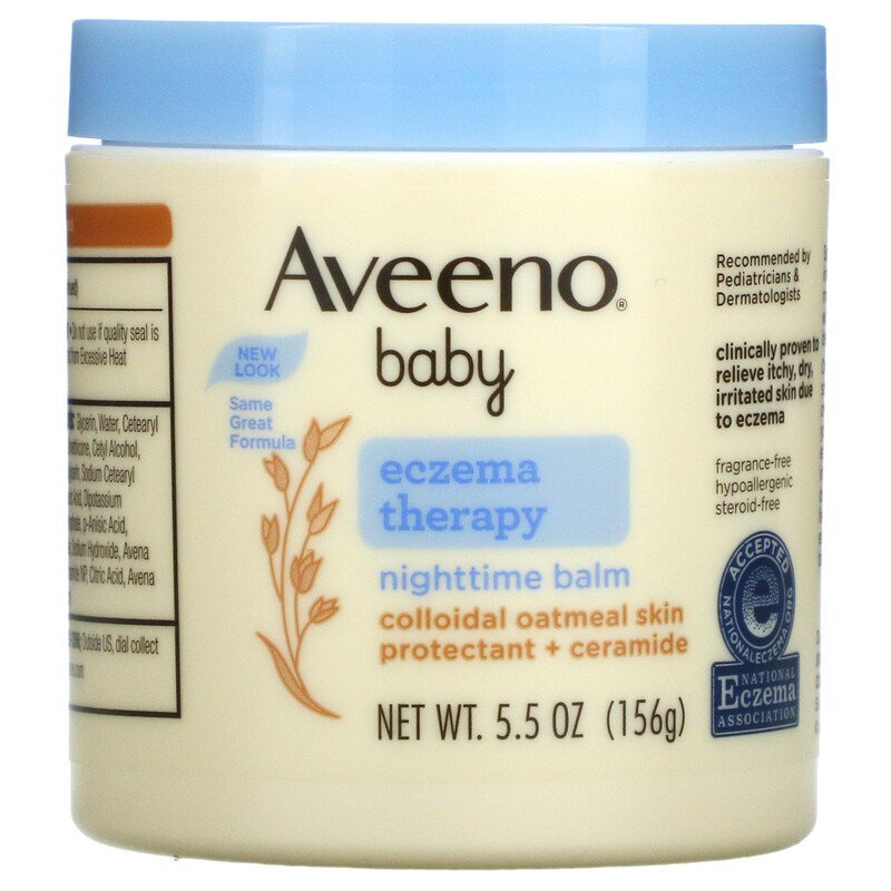 Aveeno, Ночной Бальзам для облегчения симптомов экземы у детей, Без отдушки, 156 г  #1