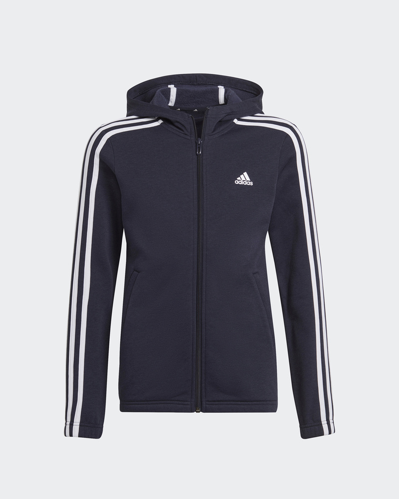 Adidas essentials 3 stripe full zip hoodie online