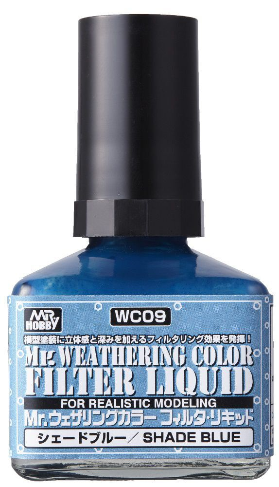 MR.HOBBY Mr.Weathering Color Shade Blue, Оттенок синего, Смывка для везеринга без кисточки, 40 мл  #1