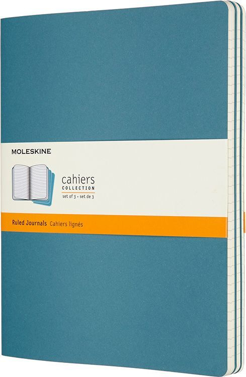Блокнот в линейку Moleskine Cahier Journal Xlarge, А4, сшитый, 60 л, 3 шт, голубой  #1