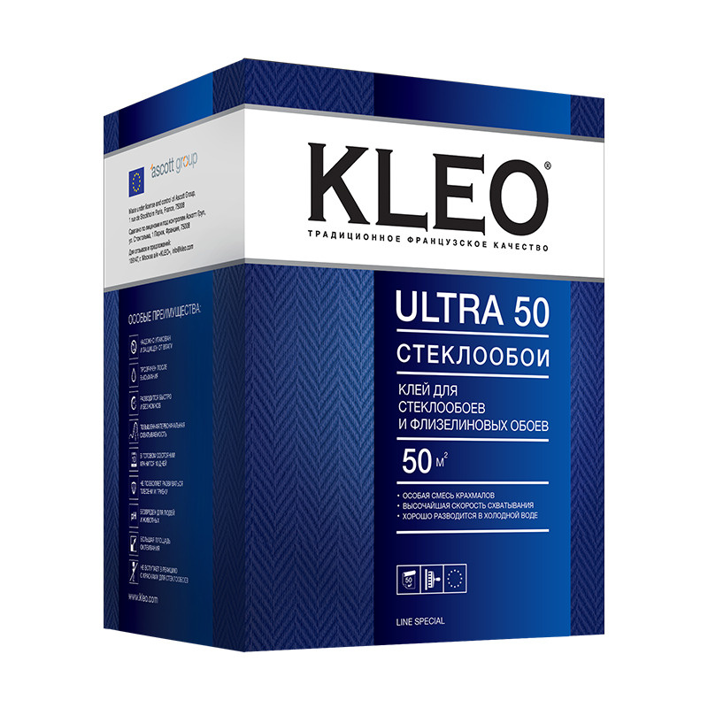 Обойный клей KLEO ULTRA 50 500г для стеклообоев и флизелиновых обоев  #1