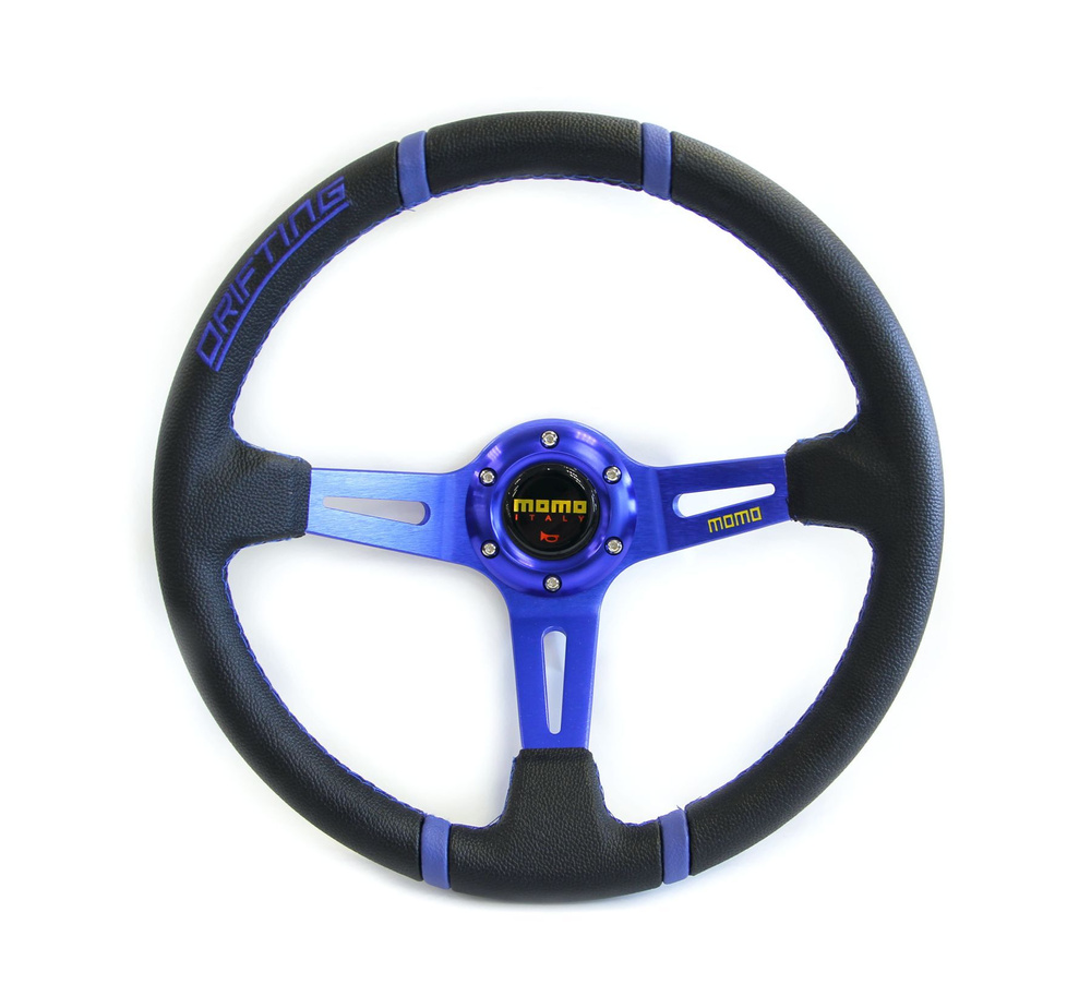 Спортивный руль с выносом 100мм Кожа синий - арт. momo 100 - купить по ...