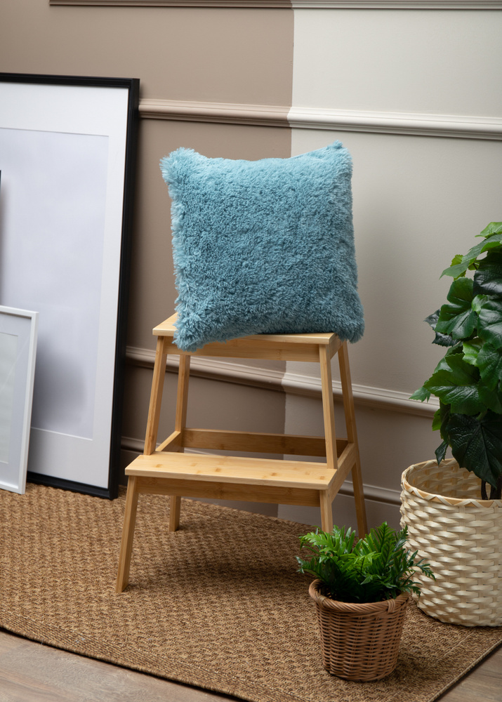 Подушка декоративная 40*40 см, мягкий мех, голубой 40x40 - купить по ...