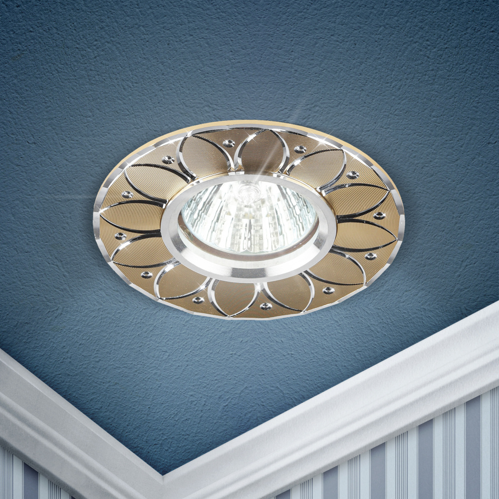 Cветильник потолочный встраиваемый KL42 SL/GD ЭРА / Спот потолочный ...