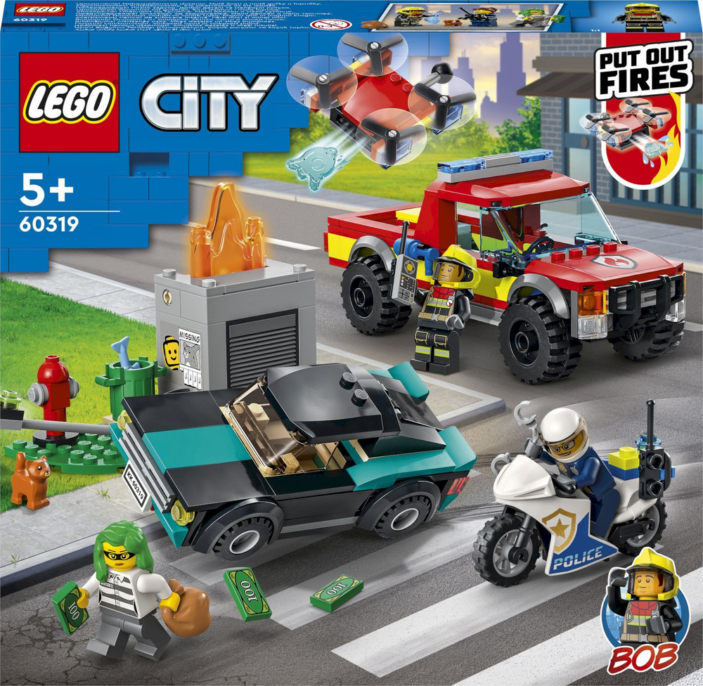 Конструктор LEGO City Fire Пожарная бригада и полицейская погоня, 295  деталей, 5+, 60319 - купить с доставкой по выгодным ценам в  интернет-магазине OZON (379672198)