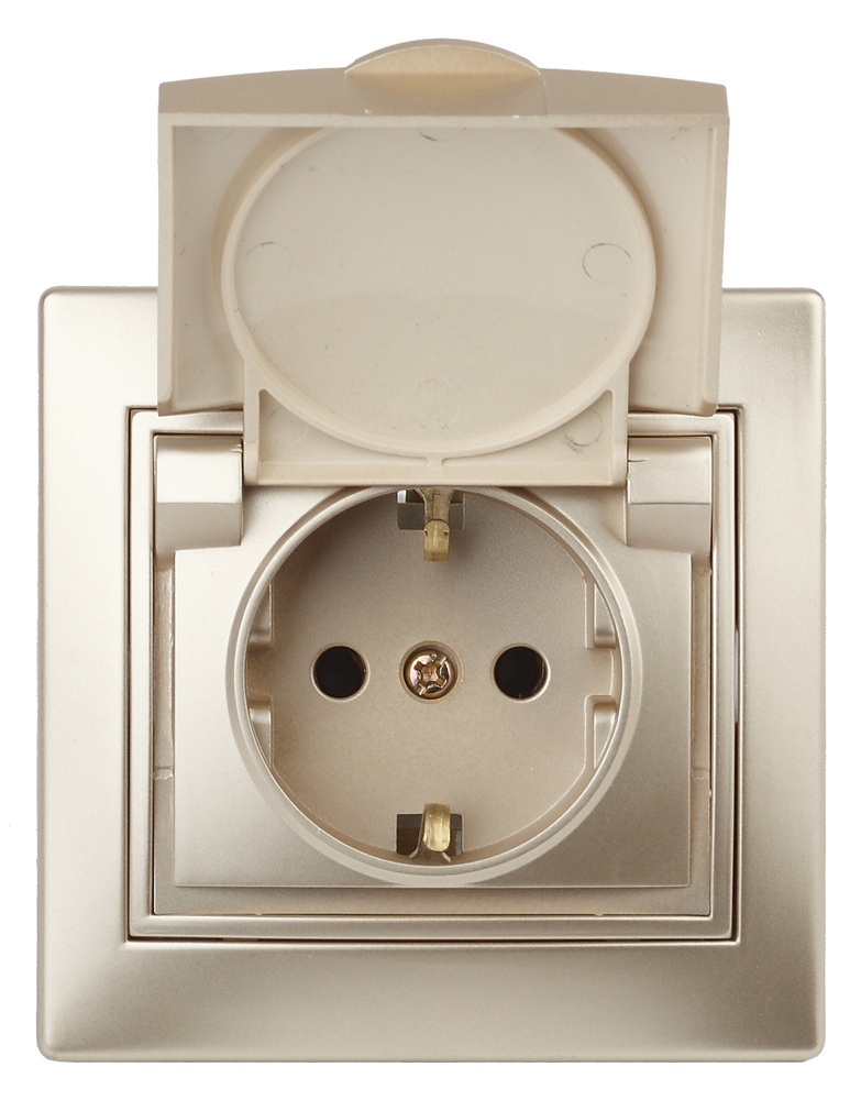 ЭРА Розетка Intro Schuko, 2P+E 16А-250В 1-203-04, заземление, с крышкой ...