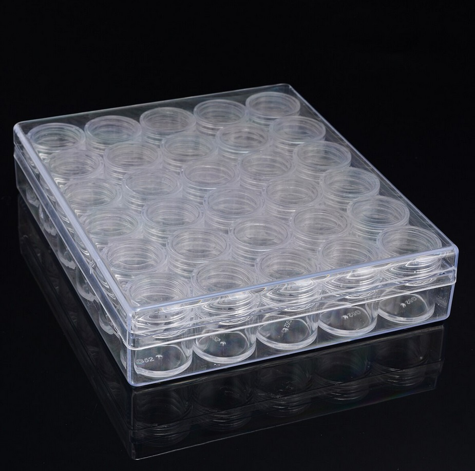 Стразы набор стекло SS 3,4,5,6,8,10 в банке-органайзер AB White (1440 шт)