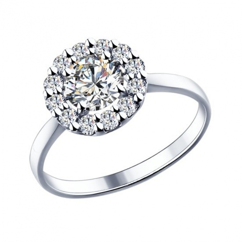 Золото Дисконт Кольцо ювелирное с фианитом из серебра 925 пробы, вст ...