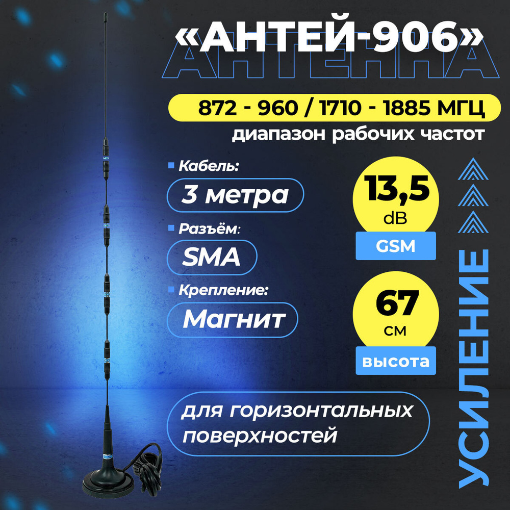 Антенна Антей 906 SMA GSM900/1800 13,5дБ 3м - купить с доставкой по  выгодным ценам в интернет-магазине OZON (471038703)