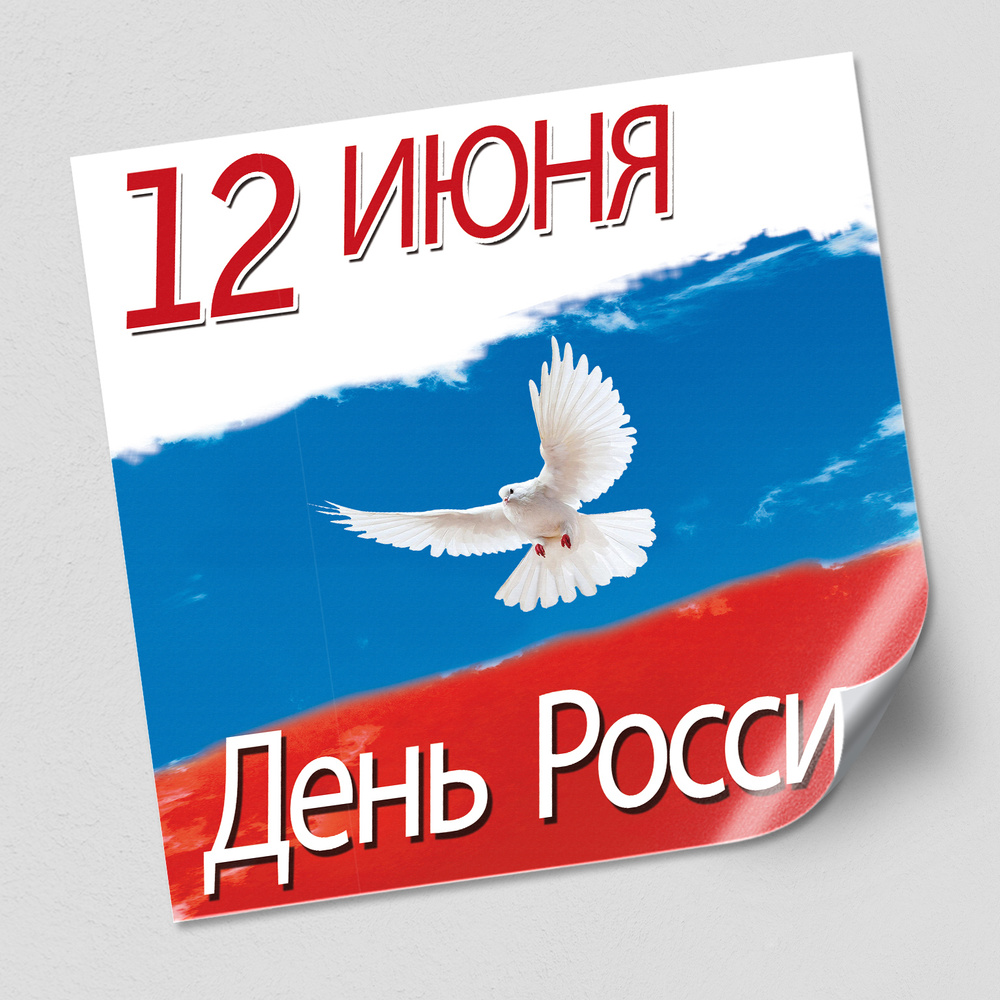 Интерьерная наклейка, украшение на окно на День России, 12 июня / 60x60 см.