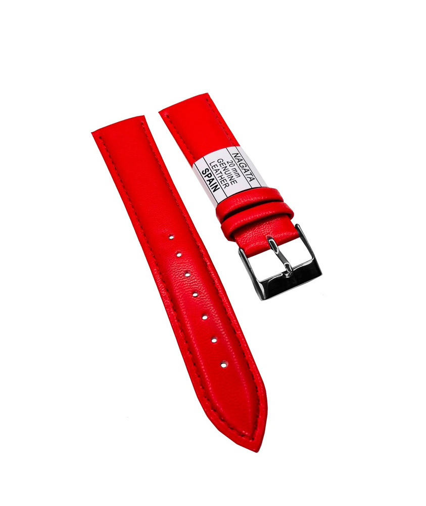 Ремешок для часов NAGATA кожаный 20 мм, красный - купить с доставкой по ...