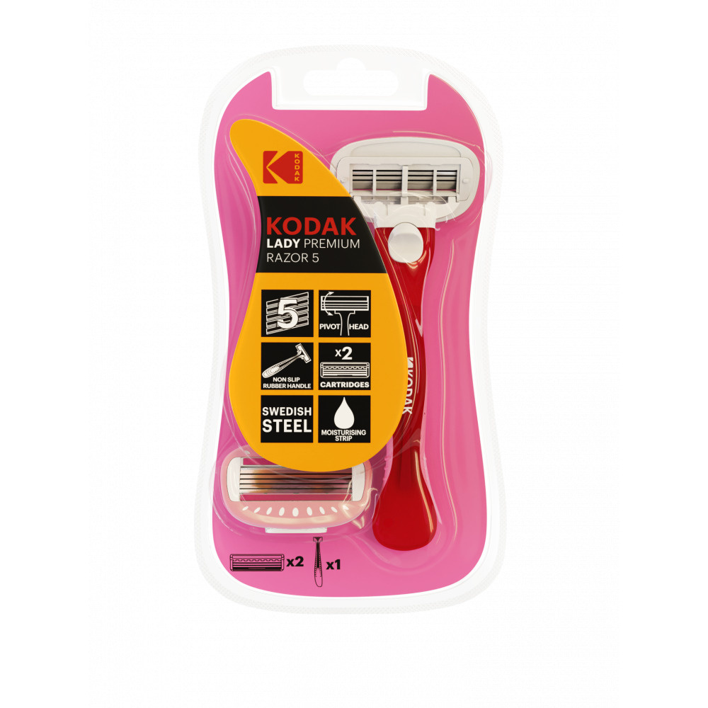 Бритва женская многоразовая Kodak LADY Prem Razor 5 со сменными кассетами и увлажняющей полоской, 5 лезвий, #1