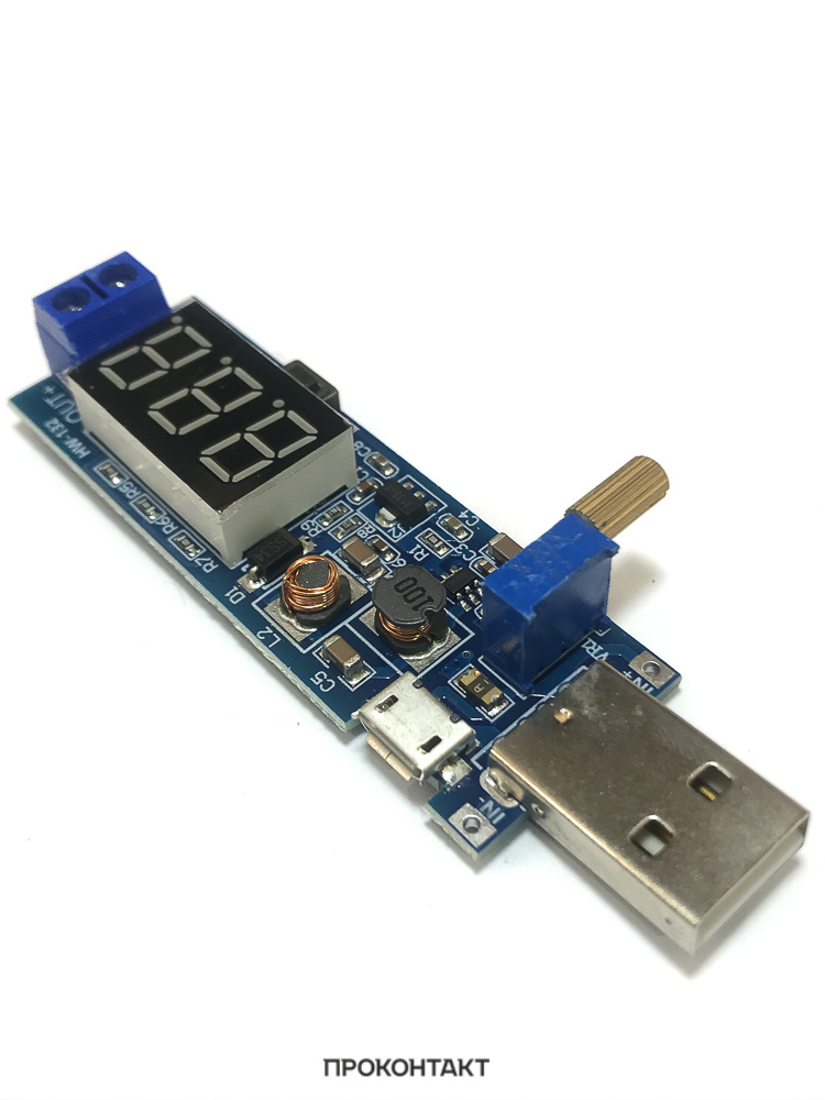 Повышающий/понижающий DC-DC вход USB 5В выход 1,2-24В с LED дисплеем и ...