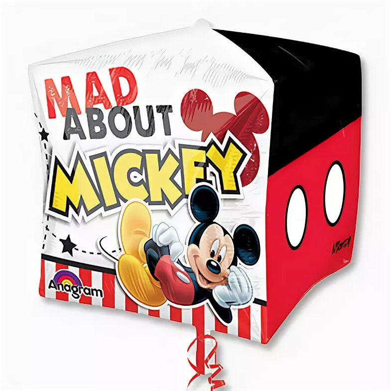 "Микки Маус" шар воздушный 3D КУБ, 38 см, для гелия, Anagram #1