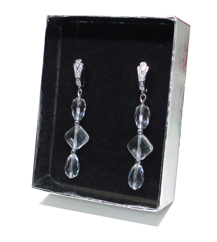 Серебряные серьги длинные с горным хрусталем от AV Jewelry ручной работы в подарочной коробочке - купить с доставкой по выгодным ценам в интернет-магазине OZON (234165447)
