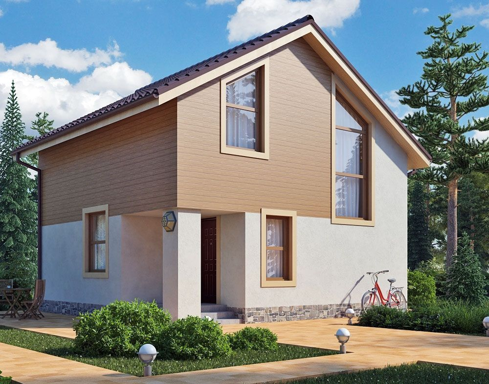 (77м2, 8х8м) Готовый проект двухэтажного дома из газобетона с камином - AS-2053  #1