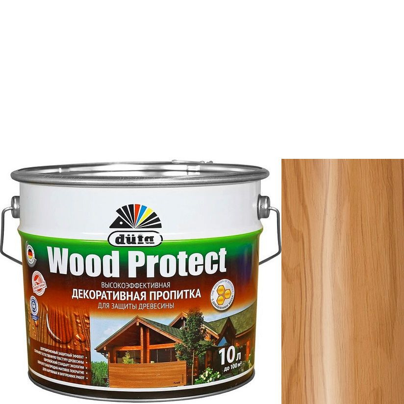 Пропитка декоративная для защиты древесины Dufa Wood Protect орех 10 л.  #1