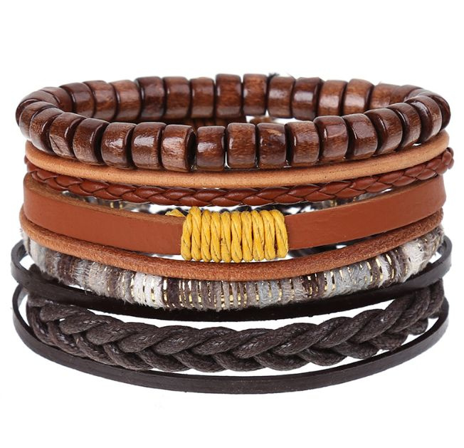 Мужской браслет кожаный плетеный 21,5см - купить с доставкой по выгоднымценам в интернет-магазине OZON (756947086)