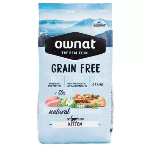 Ownat GRAIN FREE PRIME сухой корм для котят, 1 кг - купить с доставкой по  выгодным ценам в интернет-магазине OZON (772575919)