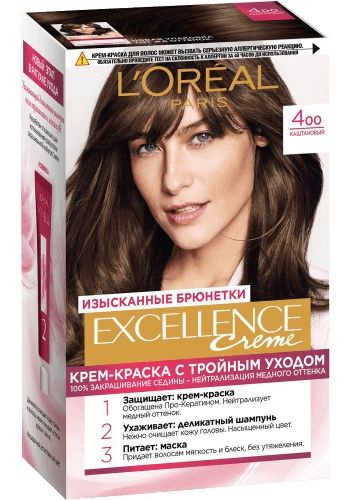 Стойкая краска L'Oreal Paris Color Excellence 400 (каштановый) #1