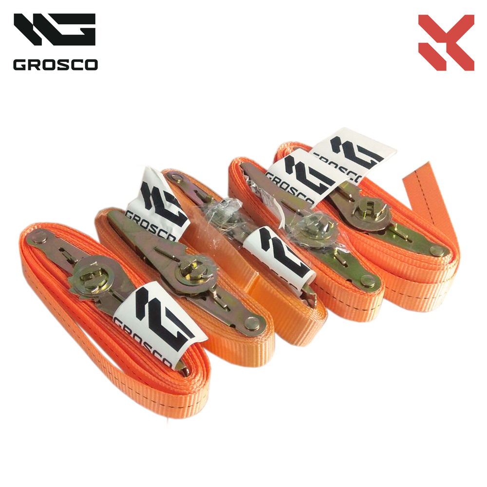 Комплект стяжных кольцевых ремней (5 шт) GROSCO 0.8т (1.6т) / 2м / 25мм ...