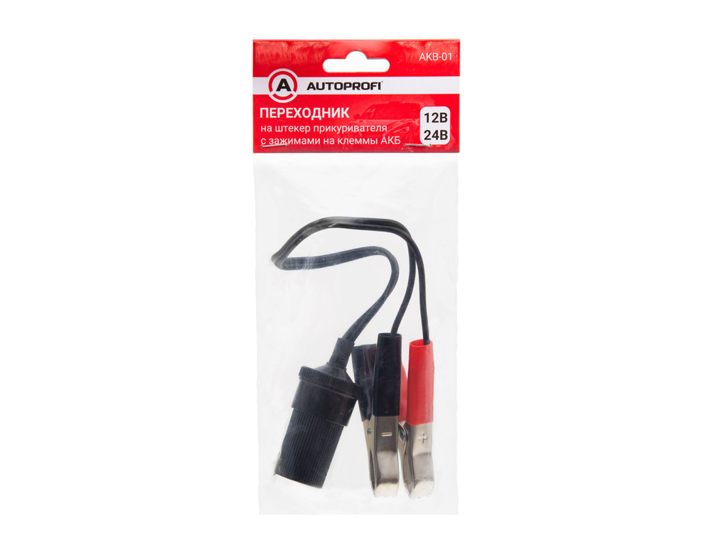 Переходник на штекер прикуривателя с зажимами на клеммы АКБ, AKB01, арт ...