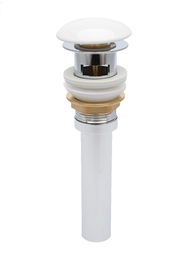 AQM7002-1W Донный клапан с переливом, керамическая накладка, цвет белый  #1