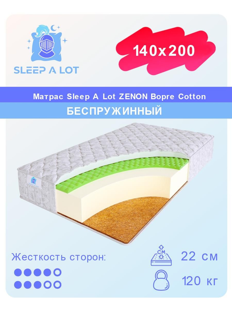 Матрас, Ортопедический беспружинный матрас Sleep A Lot ZENON Bopre Cotton в кровать 140x200 #1