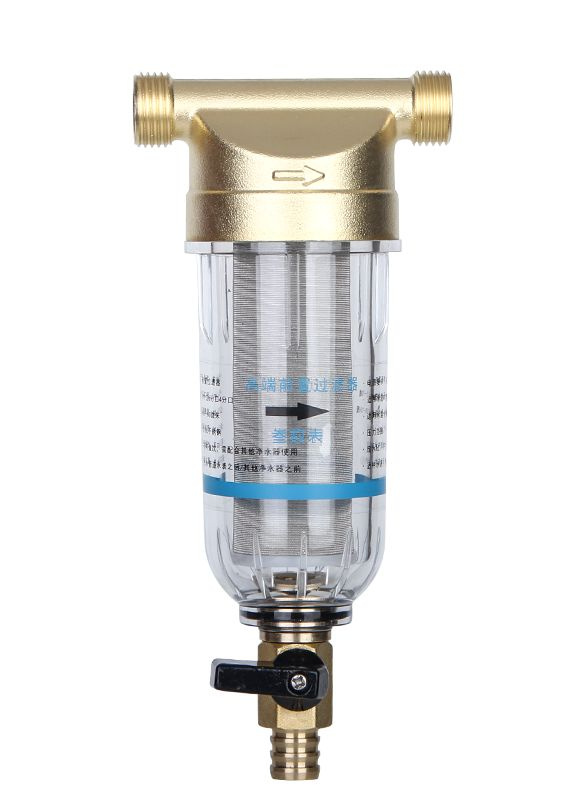 Фильтр промывной для холодной воды, 3/4 НР-НР, 1/2-1/2 ВР-ВР, с прозрачной колбой и сливным краном, фильтрующий #1
