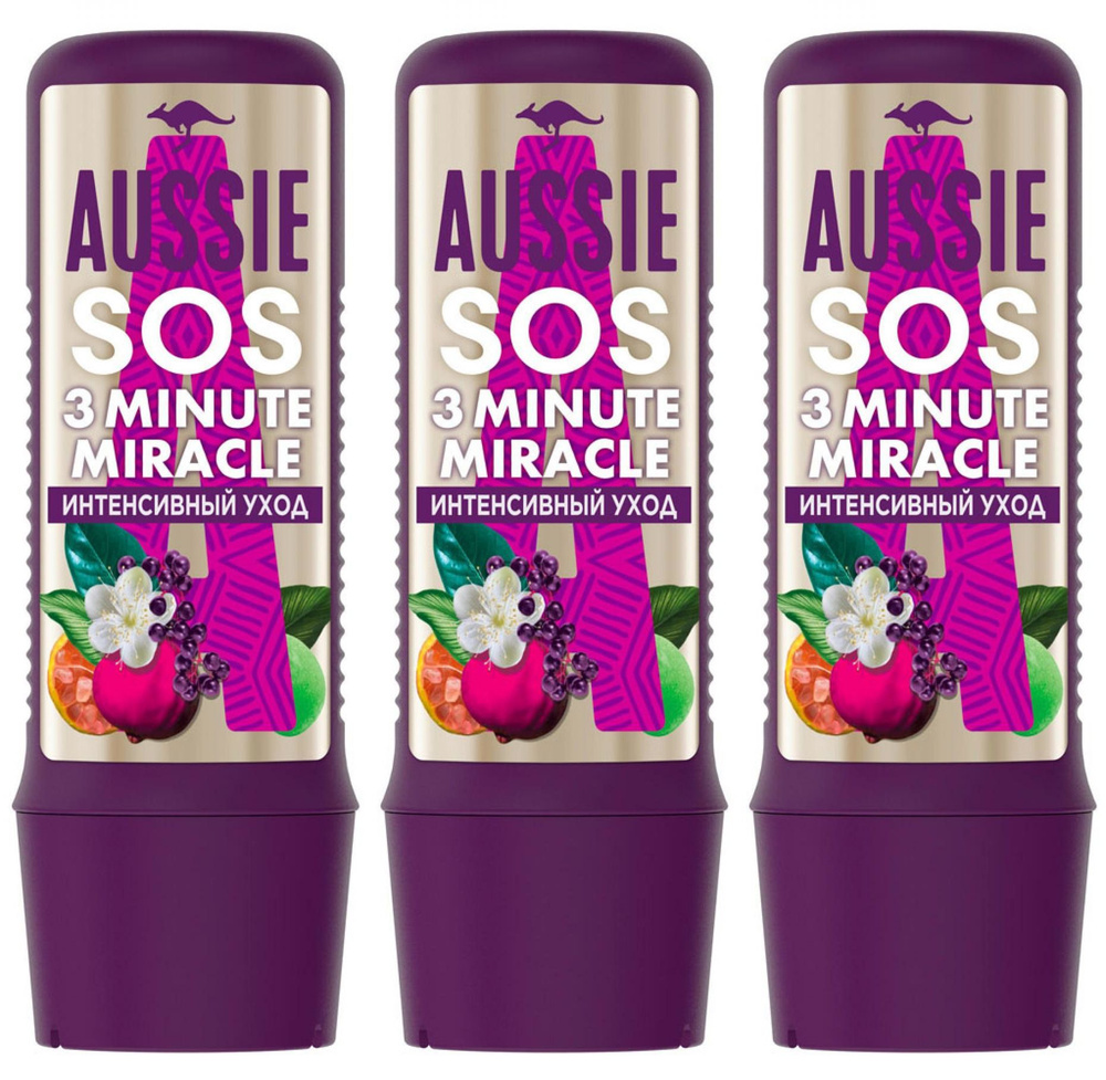 Aussie Средство для волос, 3 Minute Miracle Moisture, 225 мл, 3 шт #1