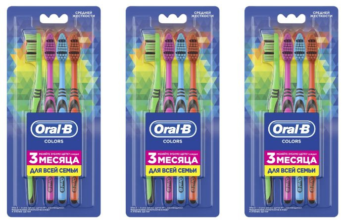 Oral-B Зубная щетка Colors 40 средняя, 3 уп. x 4шт #1