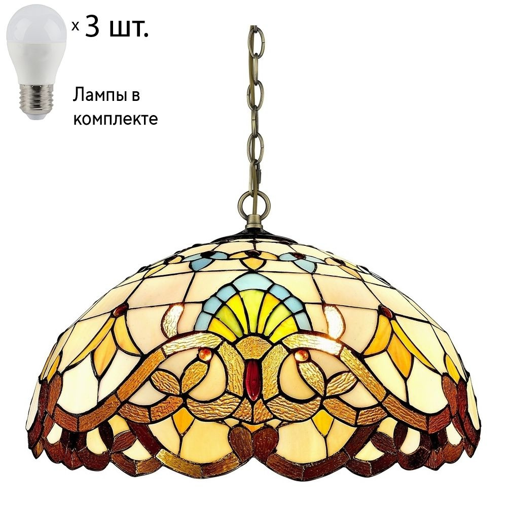 Светильник тиффани. Подвесной светильник с лампочками Velante 830-806-03Lamps E27 P45  #1