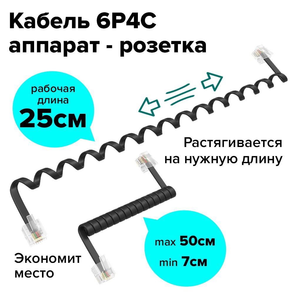 Кабель RJ-11 GCR GREEN CONE RETAIL TP6P4C - купить по низкой цене в  интернет-магазине OZON (693981065)